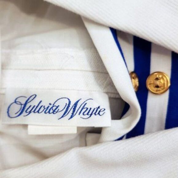 Sylvia Whyte Like New White & Blue Dress 4T - Picture 4 of 5